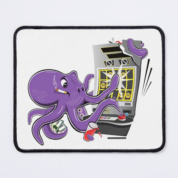 Item preview, Funny Purple Octopus Gambling Playing Las Vegas Casino Retro Slot Machine designed and sold by ToyaVitoricu.