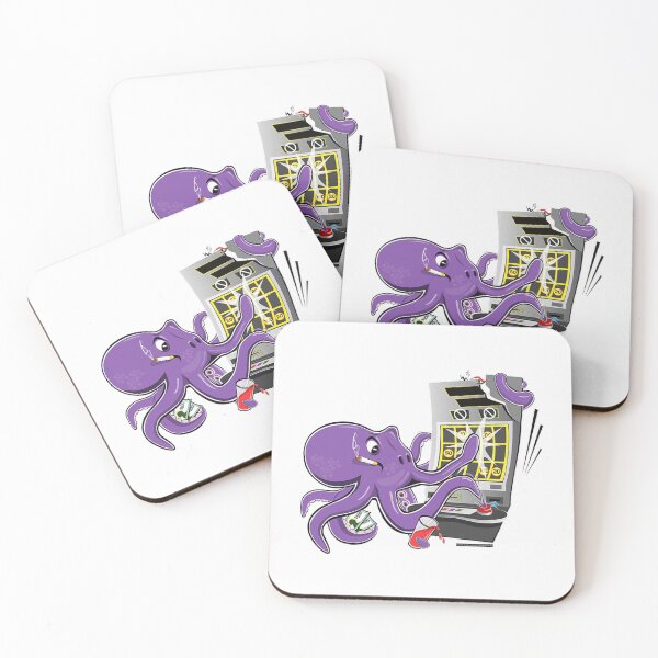 Item preview, Funny Purple Octopus Gambling Playing Las Vegas Casino Retro Slot Machine designed and sold by ToyaVitoricu.