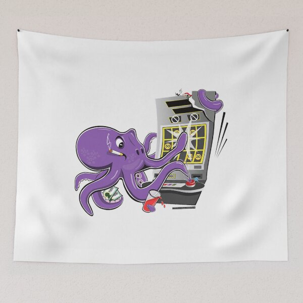 Item preview, Funny Purple Octopus Gambling Playing Las Vegas Casino Retro Slot Machine designed and sold by ToyaVitoricu.