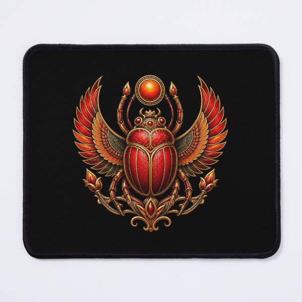 Item preview, Winged Scarab – Crimson Sun of Rebirth | Ancient Egyptian Symbol Art designed and sold by Zaru Art Studio.
