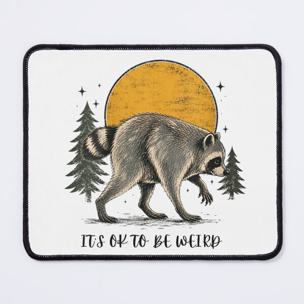 Item preview, It's Ok To Be Weird Cute Retro Raccoon Full Moon Silhouette designed and sold by ToyaVitoricu.