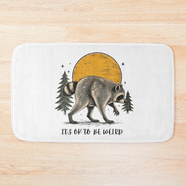 Item preview, It's Ok To Be Weird Cute Retro Raccoon Full Moon Silhouette designed and sold by ToyaVitoricu.