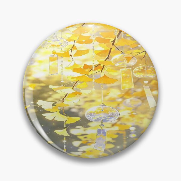 Item preview, The Golden Symphony of Autumn, Wind Chimes Beneath Ginkgo Leaves - Golden Autumn Anime Art designed and sold by RAYBIL.