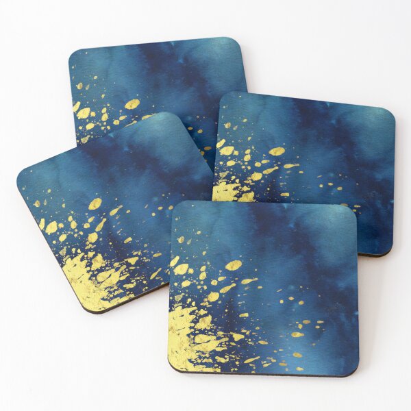 Item preview, Gold Splatter on Navy Blue - Abstract Celestial Watercolor designed and sold by WaterColorCats1.