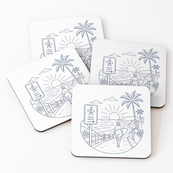 Item preview, Surfer’s Walk Line Art | Minimal Tropical Beach Illustration designed and sold by Nalu Coast.