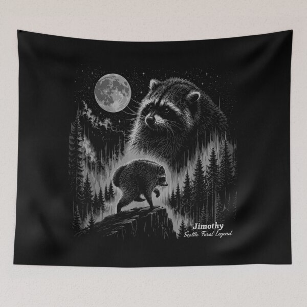 Item preview, Jimothy Seattle Feral Legend Midnight Forest Raccoon Double Exposure Design designed and sold by ashenz.