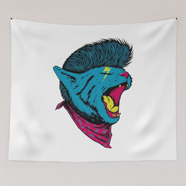 Item preview, Punk Rock Cat Mohawk Lightning Bolt Illustration designed and sold by arisukma11.