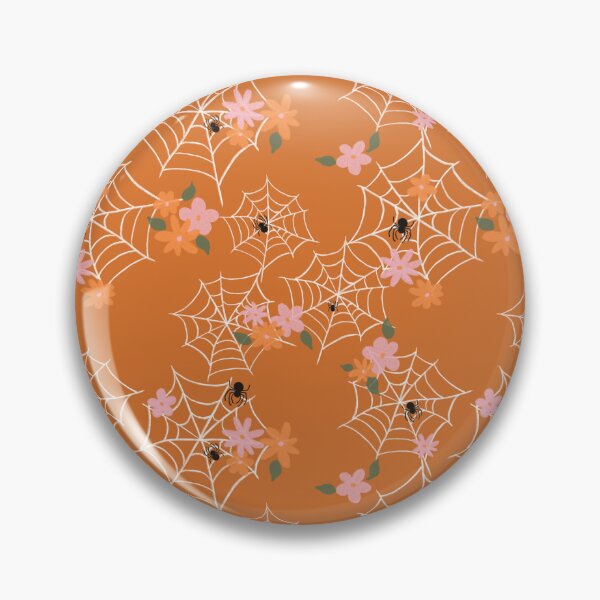 Item preview, Orange Halloween Spiderweb Floral Pattern designed and sold by WonderAndWhim.
