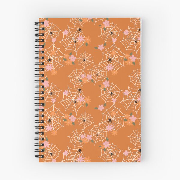 Item preview, Orange Halloween Spiderweb Floral Pattern designed and sold by WonderAndWhim.