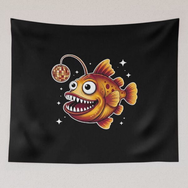 Item preview, Retro Disco Ball Anglerfish Deep Sea Cartoon designed and sold by k3rstman1.