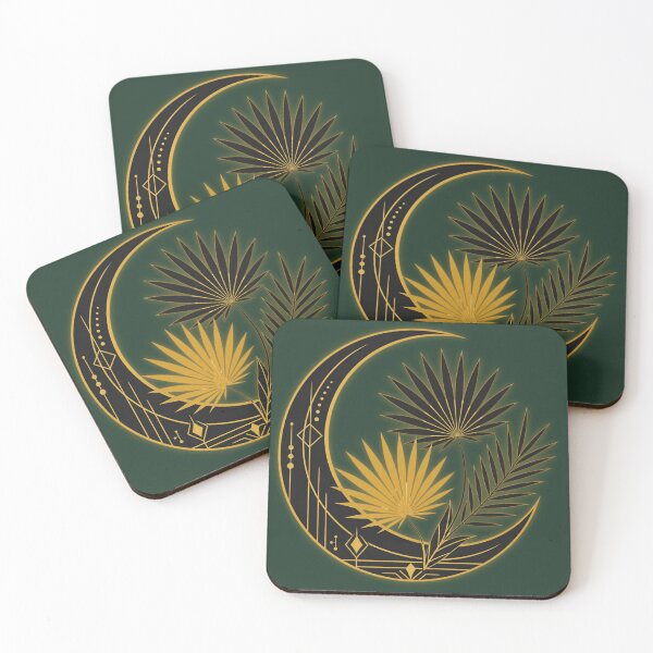 Item preview, Aesthetic Neo Deco Moon Art - Geometric Palm Leaf Design designed and sold by W&RParadise.