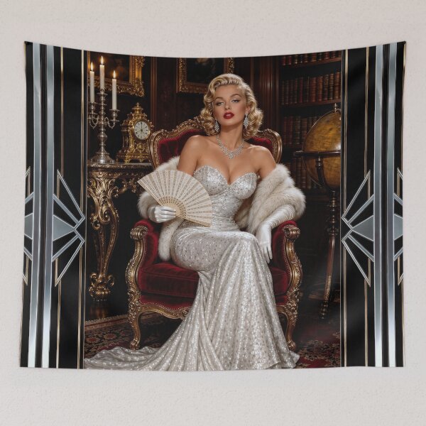 Item preview, Clara Von Shoenberg Atheneum Library Art Deco Glamour Study Radiant AI Concept Art by Xzendor7 designed and sold by Xzendor7 Digital Art Creations.