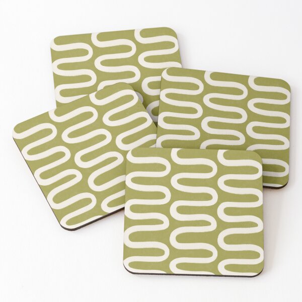 Item preview, Retro Organic Wave Lattice in Olive Green designed and sold by Illustrated by Nat.