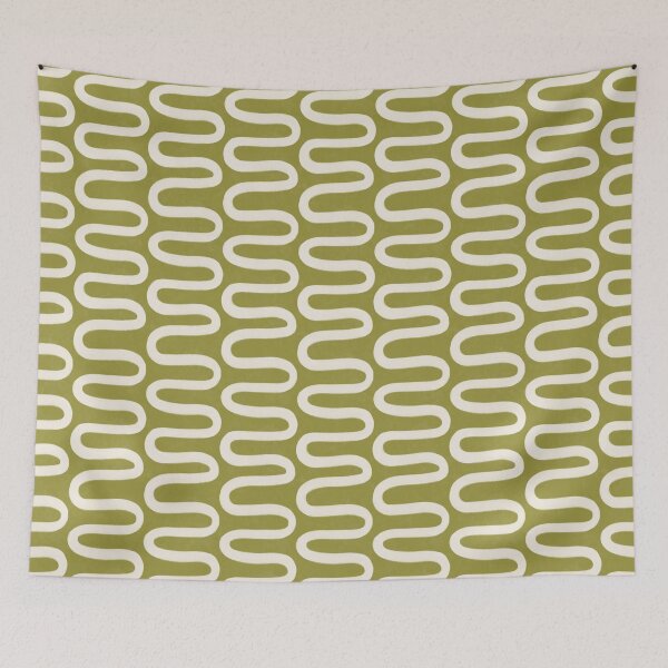Item preview, Retro Organic Wave Lattice in Olive Green designed and sold by Illustrated by Nat.