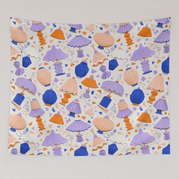 Item preview, Paper Lantern Shade Collage Pattern designed and sold by VerdantStudio.