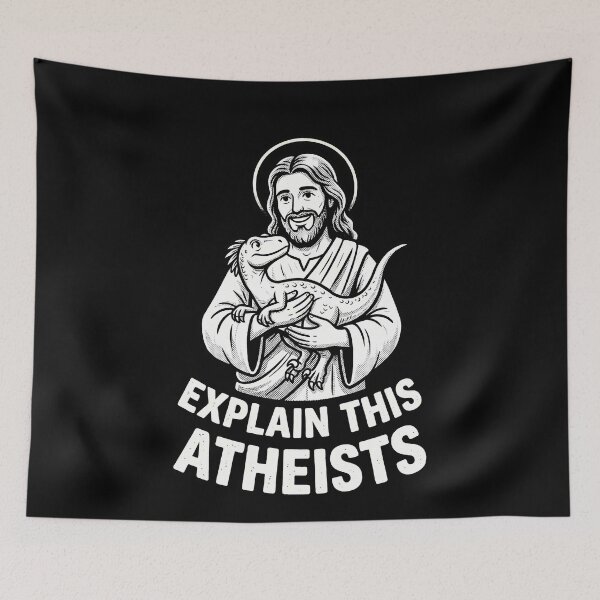 Item preview, Jesus Holding Dinosaur Explain This Atheists Meme designed and sold by k3rstman1.