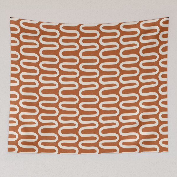 Item preview, Retro Organic Wave Lattice in Terracotta designed and sold by Illustrated by Nat.