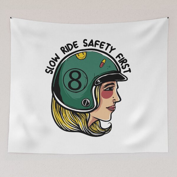 Item preview, Vintage Motorcycle Girl with 8-Ball Helmet designed and sold by arisukma11.