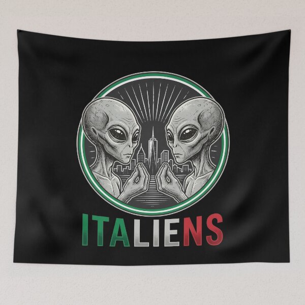 Aperçu de l'œuvre Badge italien amusant avec un geste de la main d'extraterrestre créée et vendue par k3rstman1.