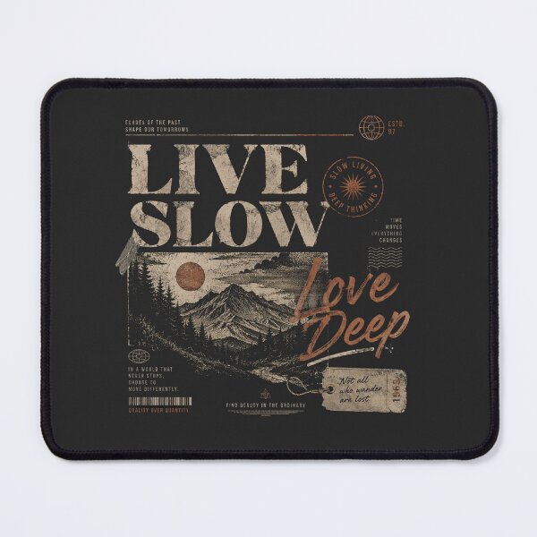 Item preview, Live Slow Love Deep – Vintage Mountain Lifestyle Graphic designed and sold by ECHO MUSE .