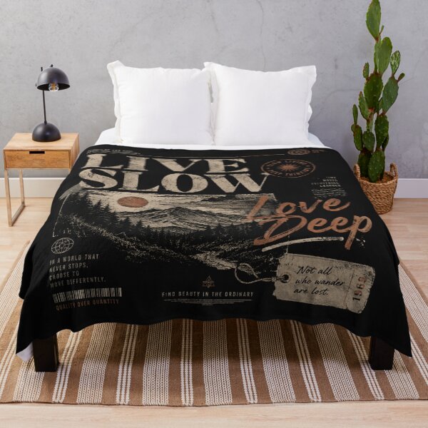 Item preview, Live Slow Love Deep – Vintage Mountain Lifestyle Graphic designed and sold by ECHO MUSE .