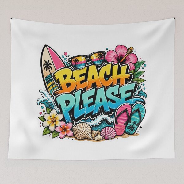 Item preview, BEACH PLEASE Graffiti Sticker PNG | Tropical Beach Lover Gift | Colorful Summer Vacation Vinyl Decal for Laptop, Journal, Water Bottle & Phone Case designed and sold by Stylestickers55.