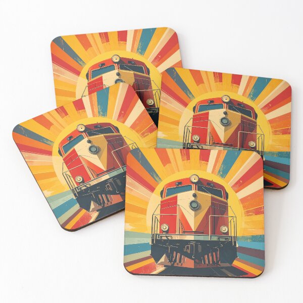 Item preview, Retro Railway Revival | Vintage Locomotive Sunburst Poster designed and sold by dj-illustration.