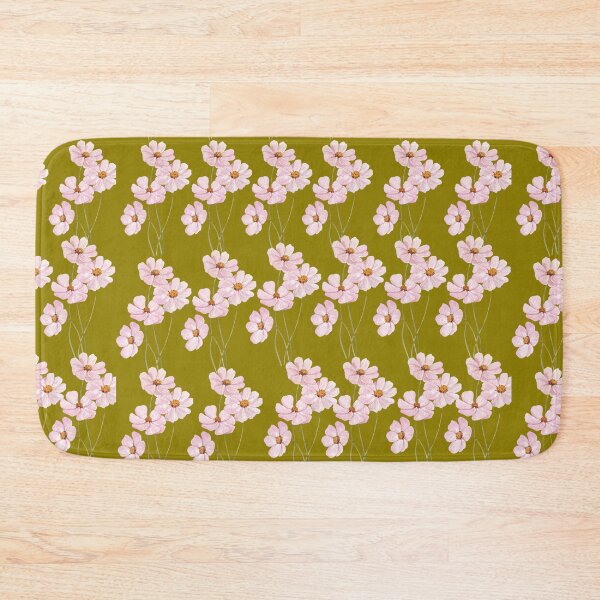 Item preview, Blush Pink Cosmos On Olive Green Floral designed and sold by ​Jyoti Digital Artist.