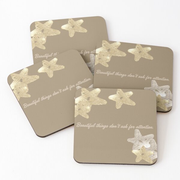 Item preview, Beautiful Things Don't Ask for Attention – Neutral Gold Star Quote Aesthetic | Minimalist Beige Inspirational Design designed and sold by NOUURRRR.