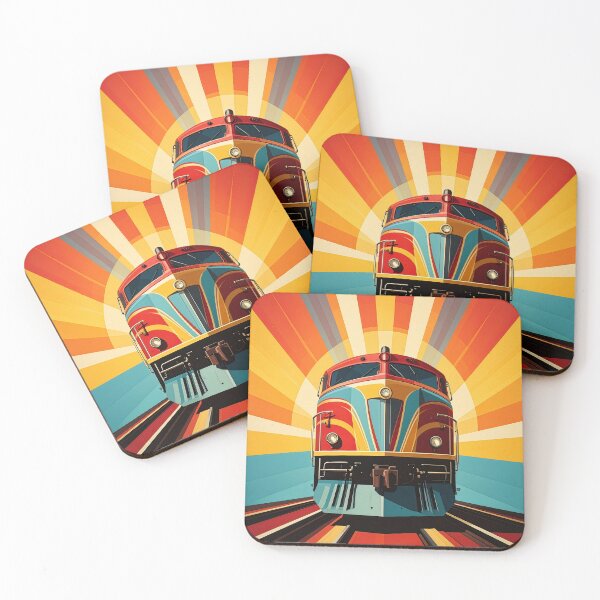 Item preview, Retro Railway Revival | Vintage Locomotive Sunburst Poster designed and sold by dj-illustration.
