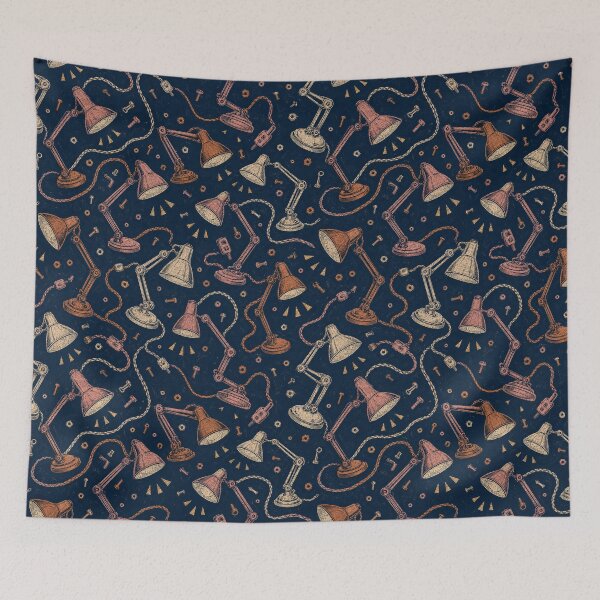 Item preview, Vintage Task Lamp Linocut Pattern designed and sold by VerdantStudio.