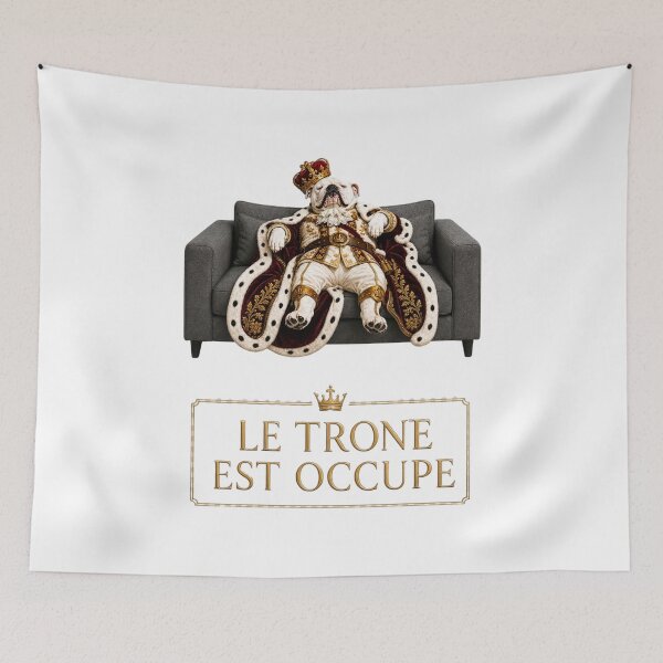 Item preview, Sa Majeste - Funny Bulldog King on the Couch designed and sold by dogmanity.