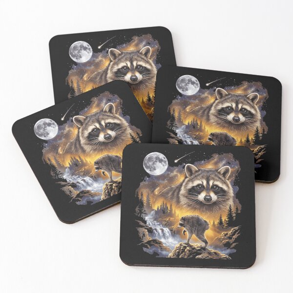 Item preview, Jimothy Cute Raccoon Galaxy Nebula Waterfall Full Moon Cosmic Landscape designed and sold by CiranoSkasnot.