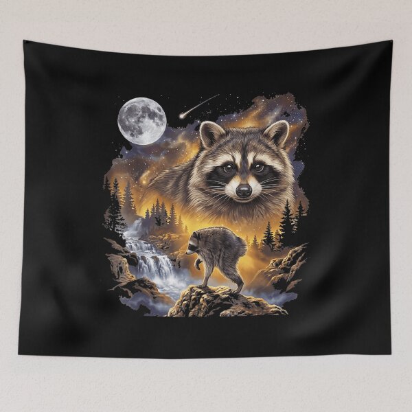 Item preview, Jimothy Cute Raccoon Galaxy Nebula Waterfall Full Moon Cosmic Landscape designed and sold by CiranoSkasnot.