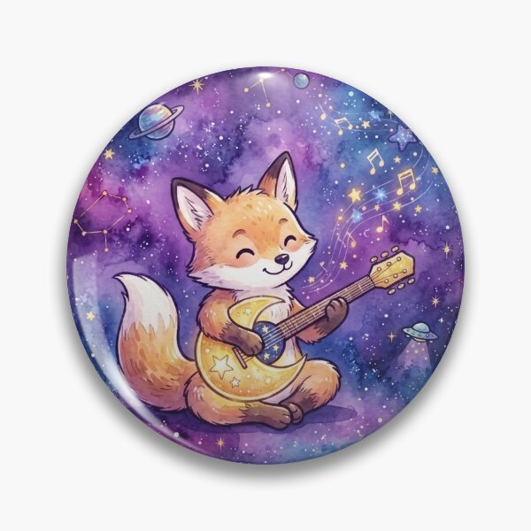 Item preview, Cute Cosmic Musician Fox | Kawaii Galaxy Guitar Animal | Fantasy Nursery Decor | Music Lover Gift designed and sold by Cosmic Doodle Co..