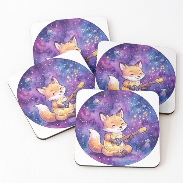 Item preview, Cute Cosmic Musician Fox | Kawaii Galaxy Guitar Animal | Fantasy Nursery Decor | Music Lover Gift designed and sold by Cosmic Doodle Co..