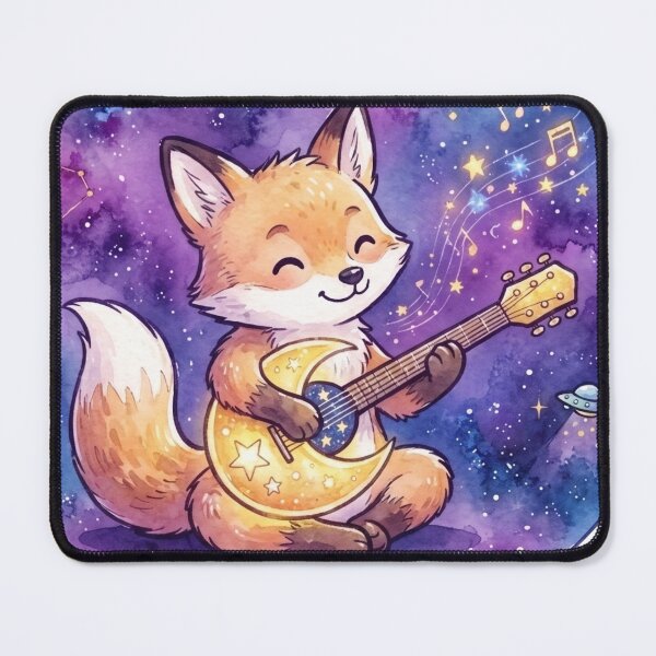 Item preview, Cute Cosmic Musician Fox | Kawaii Galaxy Guitar Animal | Fantasy Nursery Decor | Music Lover Gift designed and sold by Cosmic Doodle Co..