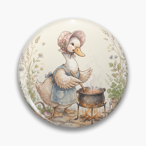 Item preview, Cozy Vintage Duck Cooking Soup - Classic Storybook Watercolor Art designed and sold by Pasteltone.
