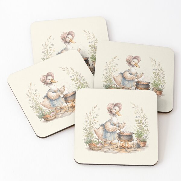 Item preview, Cozy Vintage Duck Cooking Soup - Classic Storybook Watercolor Art designed and sold by Pasteltone.