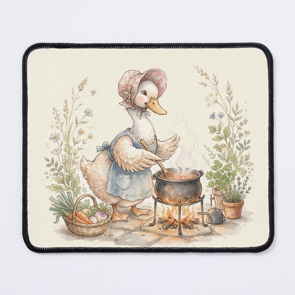 Item preview, Cozy Vintage Duck Cooking Soup - Classic Storybook Watercolor Art designed and sold by Pasteltone.