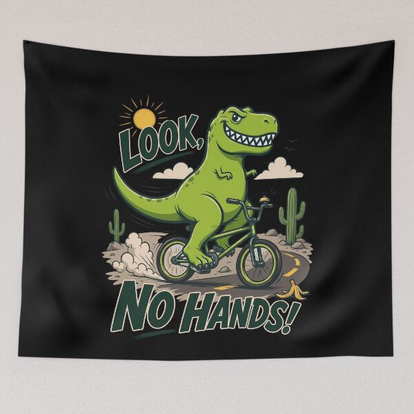 Item preview, Funny T-Rex Dinosaur Riding Bike No Hands designed and sold by k3rstman1.
