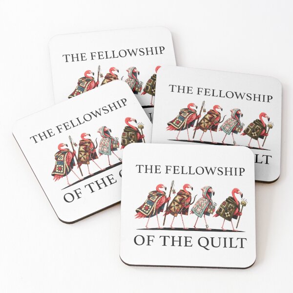 Item preview, The Fellowship Of The Quilt Funny Pink Flamingo Sewing Crafting Parody designed and sold by KistanosMeka.