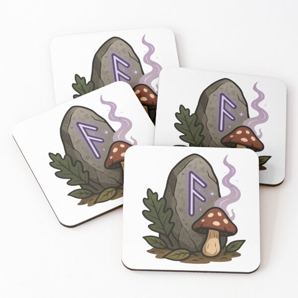 Item preview, Rune Stone Mushroom Witchcore Illustration designed and sold by DustyCuriositie.