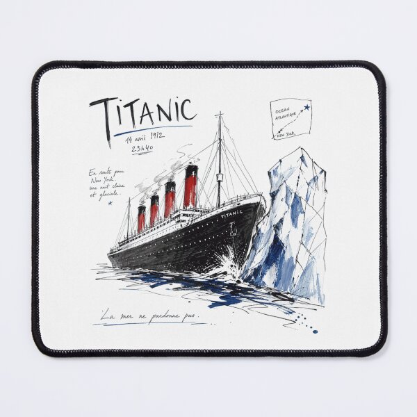 Item preview, Titanic 1912 Atlantic Ocean Voyage Iceberg Historical Nautical Sketch Illustration designed and sold by KistanosMeka.