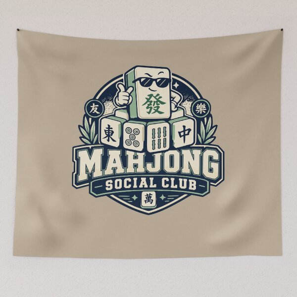 Item preview, Mahjong Social Club Retro Tile Game Design designed and sold by JansenGS.