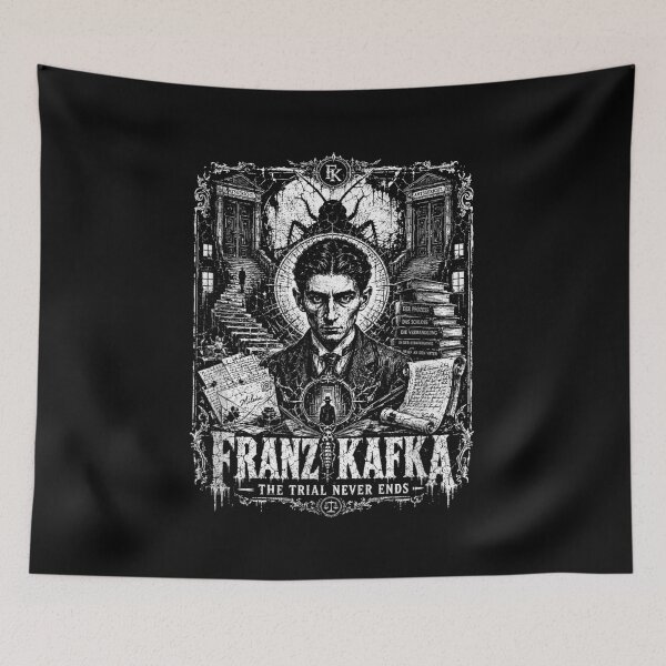 Item preview, Franz Kafka The Trial Never Ends Dark Gothic Literary Portrait Art designed and sold by KistanosMeka.