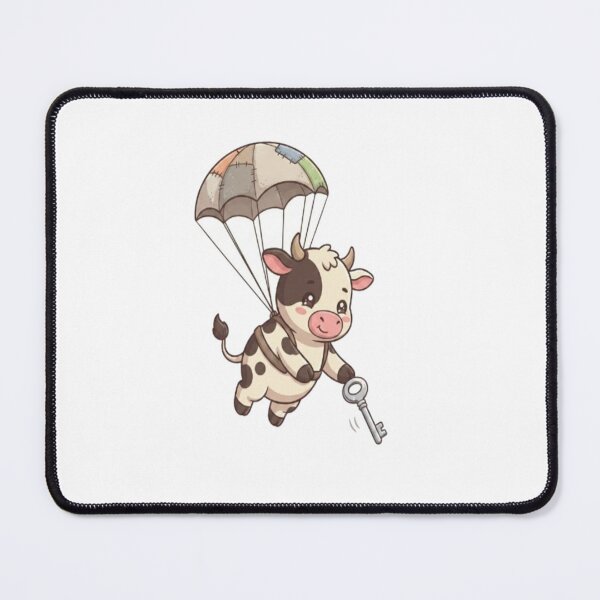 Item preview, Cute Cow Parachuting Holding Key designed and sold by Ella_Sketch.