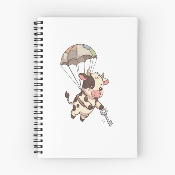 Item preview, Cute Cow Parachuting Holding Key designed and sold by Ella_Sketch.