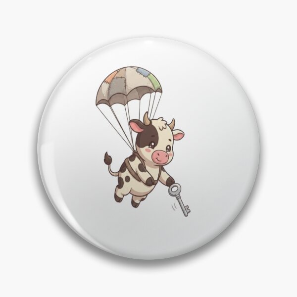 Item preview, Cute Cow Parachuting Holding Key designed and sold by Ella_Sketch.