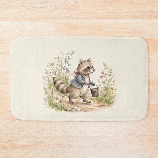 Item preview, Vintage Watercolor Raccoon with Water Bucket - Classic Storybook Art designed and sold by Pasteltone.